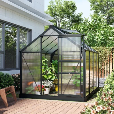 Outsunny 6x8ft Polycarbonate Greenhouse Aluminium Grey