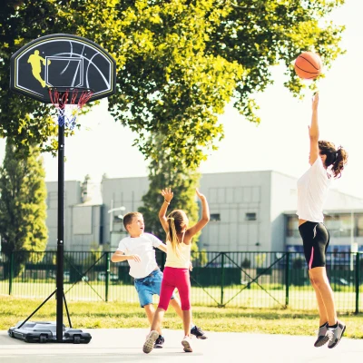 HOMCOM Canestro da basket 112cm x 74cm x 365cm Nero