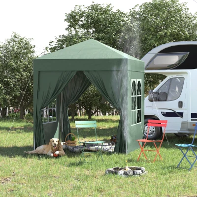 Outsunny Pop Up Gazebo 2x2m Green with Sidewalls