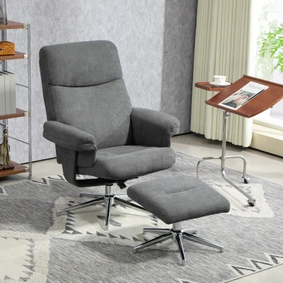 Recliner Chair and Footstool 78W x 85D x 106H cm Charcoal grey