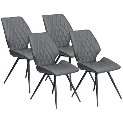 HOMCOM Set of 4 Dining Chairs Metal Legs Grey