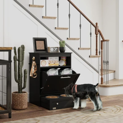 Pet feeder station 82H x 61L x 35.5Wcm Black