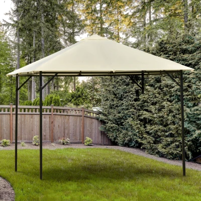 Outsunny Gazebo da Giardino 3x3m Doppio Tettuccio Bianco e Crema