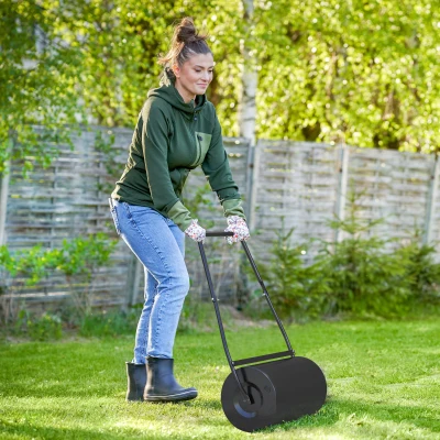 DURHAND 38L Heavy Duty Steel Lawn Roller Φ50cm Black