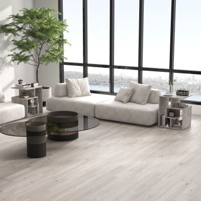 HOMCOM 3-Tier Side Table Set of 2 Cement Colour