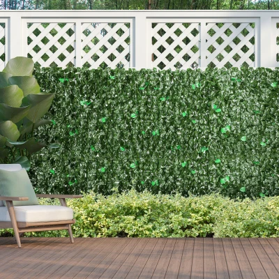 Outsunny Haie Artificielle 3x1m Brise-Vue Feuillage Vert Anti-UV