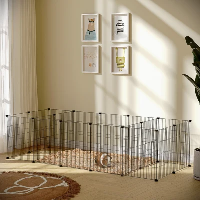 PawHut Gabbia per Porcellini d'India 175x70x45cm, 18 pz Nero