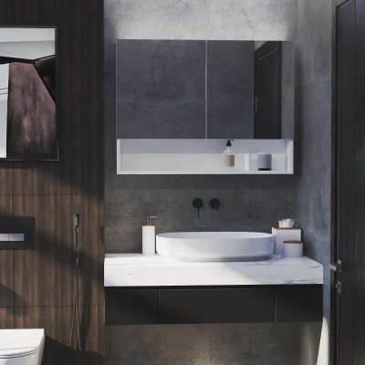 HOMCOM Armadietto con specchio 80cm x 60cm x 15cm Bianco