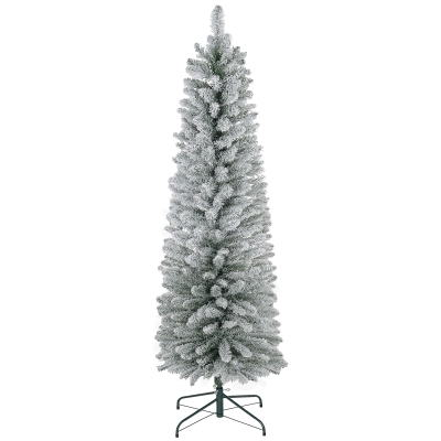 HOMCOM 5ft Snowy Pencil Christmas Tree Green