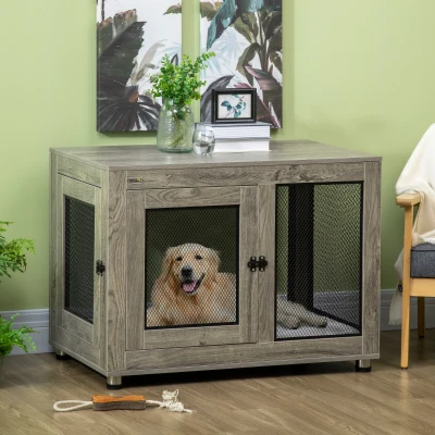 PawHut 2-in-1 Dog Cage & Side Table for Large Dogs