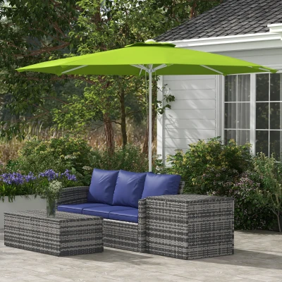 Outsunny Parasol Octogonal Vert Réglable Ø3m Polyester