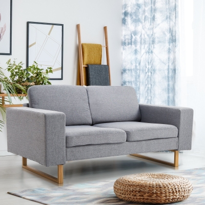 Homcom Canapé 2 Places Design Contemporain Gris Clair 160 x 82 x 78 cm