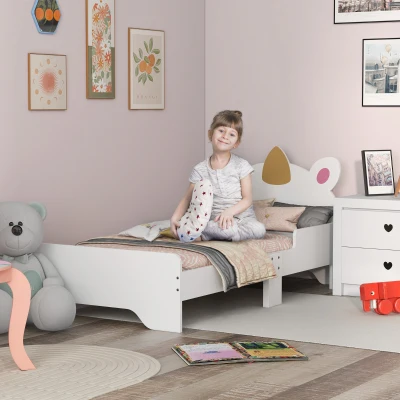 ZONEKIZ Cama Infantil de Madera 143x74x67 cm en Forma de Unicornio Mueble de Dormitorio Moderno Carga 80 kg Blanco