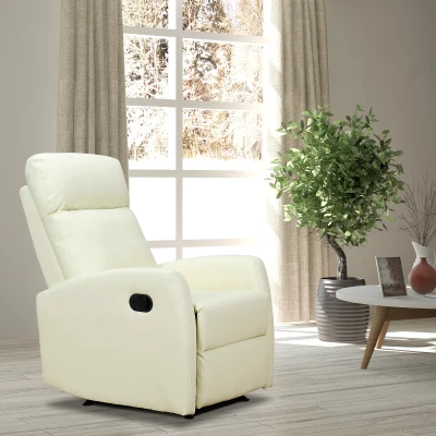 HOMCOM Poltrona reclinabile 65cm x 92cm x 100cm Crema