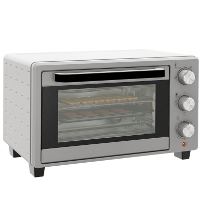 HOMCOM Horno Sobremesa de 21L 1400W Mini Horno Eléctrico Temporizador hasta 60min y Temperatura Regulable hasta 230℃ Plateado