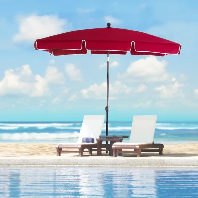 Outsunny Garden Parasol Aluminium Red 2x1.3m