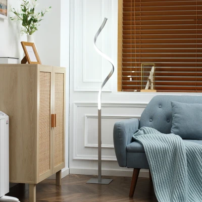 HOMCOM Modern Dimmable Floor Lamp Silver with Adjustable Brightness