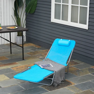 Outsunny Lettino prendisole 182cm x 56cm x 24.5cm Blu