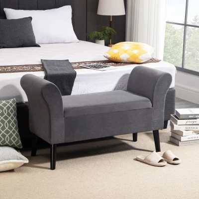HOMCOM Panca Contenitore Imbottita 111.5cm x 41cm x 65cm Grigio