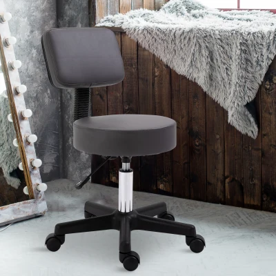 HOMCOM Swivel Salon Chair Grey Adjustable Height 35cm