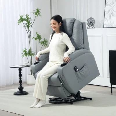 HOMCOM Fauteuil Releveur Électrique Inclinable avec Repose-pied Gris