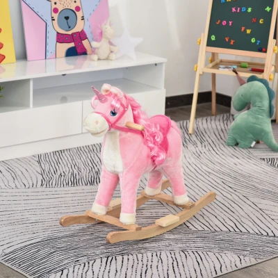 HOMCOM Cavallo a dondolo 74cm x 33cm x 62cm Rosa