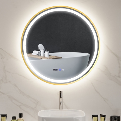 Round Bathroom Mirror 80cm x 3.5cm x 80cm Gold Tone