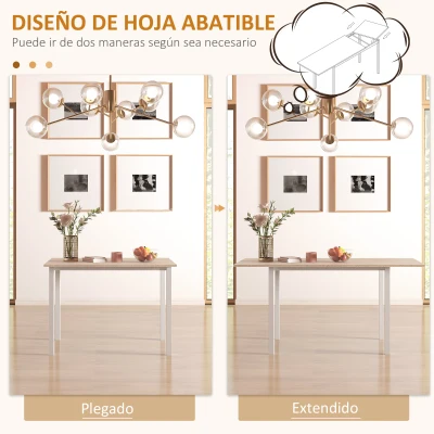 HOMCOM Mesa de Comedor Extensible con Patas de Acero para 4-6 Personas 160x70x76 cm Madera Natural(m-5)