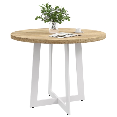 HOMCOM Tavolo Rotondo Moderno 4 Persone Ø100x75cm Legno e Bianco