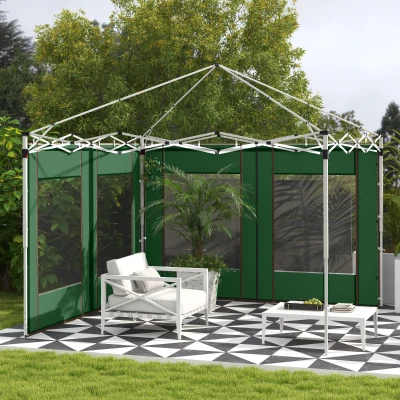 Outsunny Set of Two Canopy Walls Green 295cm