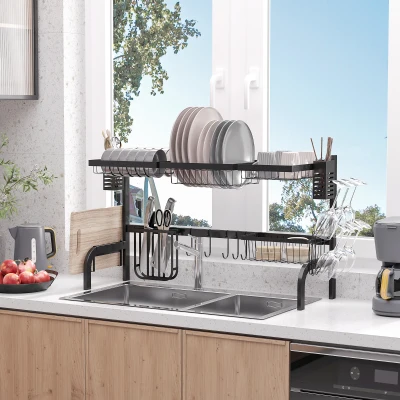 Dish Dring Rack 100cm x 30cm x 52.5cm Black