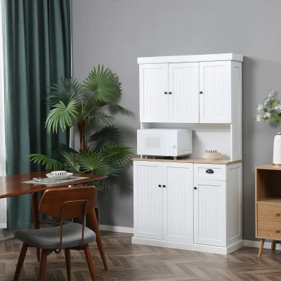 HOMCOM Dispensa Cucina con Armadietti e Cassetto Stile Country