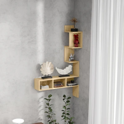 HOMCOM Mensola Portaoggetti in MDF con Ripiani Aperti Rovere