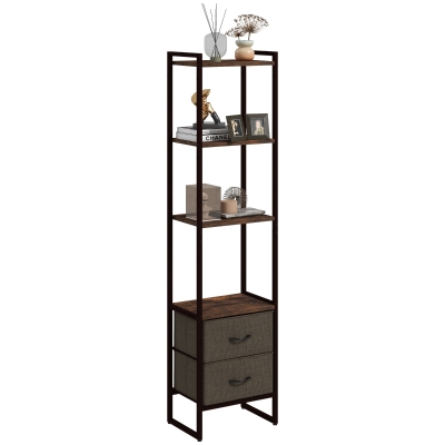 HOMCOM Four-Tier Industrial Shelf with Drawers