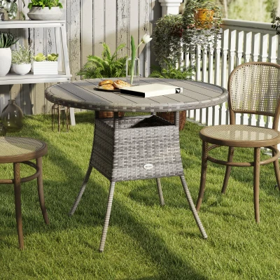 Rattan Dining Table 90 cm x 90 cm x 73 cm Grey