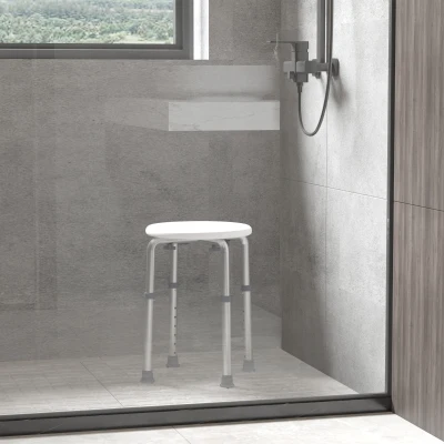 HOMCOM Sgabello da doccia 32.2cm x 41cm x 54cm Bianco
