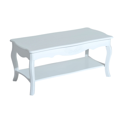 Homcom Table Basse Rectangulaire Style Baroque Blanc 99 x 44 x 42 cm