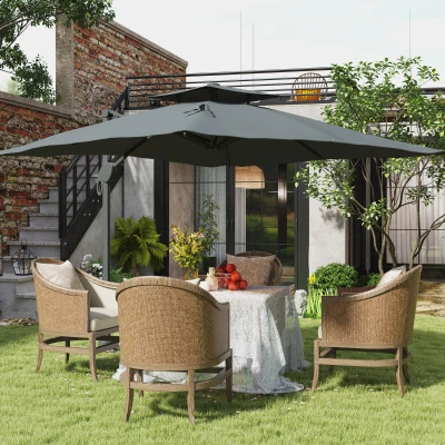 Outsunny 3m Cantilever Garden Parasol Grey