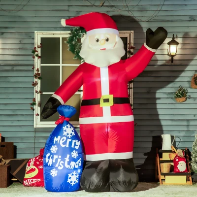 Outsunny Babbo Natale Gonfiabile Alto 238 cm con Luci LED e Gonfiatore