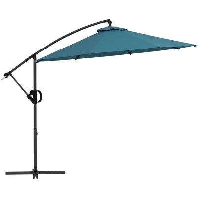 Outsunny Parasol Déporté Octogonal Bleu Ø2,93m Inclinable