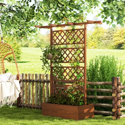 Outsunny Wooden Planter Box Raised Garden Bed Orange