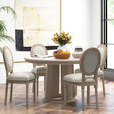 HOMCOM Chaises Salle Manger Louis XVI Bois Massif 4pcs