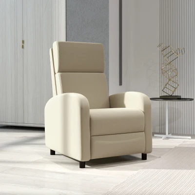 HOMCOM Sillón Relax Reclinable hasta 160° Sofá Reclinable Moderno con Reposapiés Soporta hasta 120 kg 64x86x102 cm Crema(m-9)