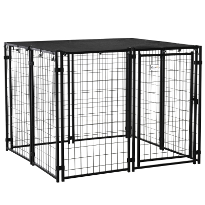 PawHut Kennel per cani 141cm x 141cm x 113cm Nero