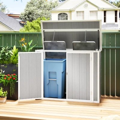 Bin Storage Shed 143W x 75.5D x 110/108.5Hcm Light Grey