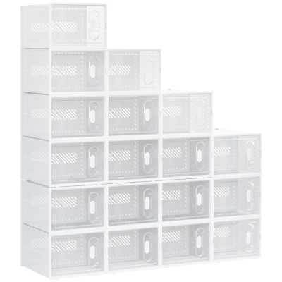 HOMCOM 18PCS Stackable Shoe Storage Box 28x36cm Clear