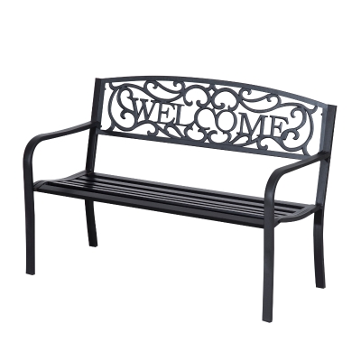 Outsunny Banc Jardin 2 Places Métal Noir 127x60cm