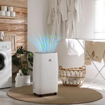 HOMCOM Dehumidifier 12L/Day 2.5L Tank White
