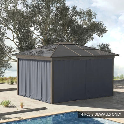 Outsunny Gazebo Curtains 4-Panel Zipper Dark Grey 3x3m