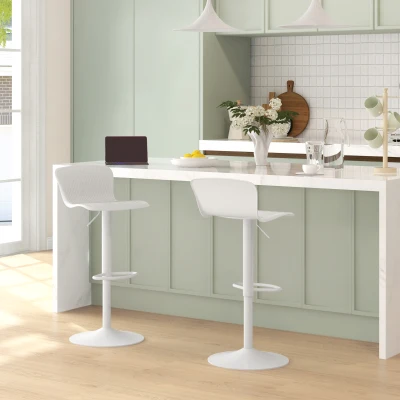 HOMCOM Set 2 Sgabelli Bar con Schienale e Altezza Regolabile